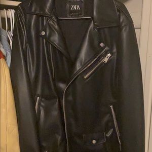 Faux moto leather jacket